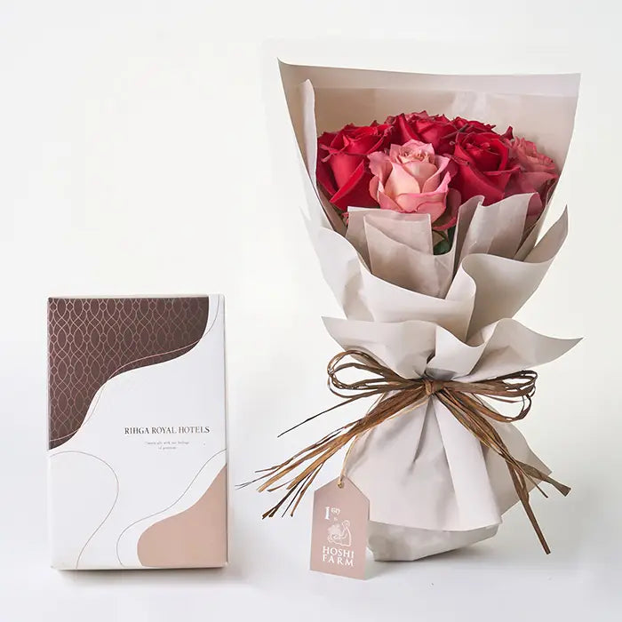 フリル8本ニュアンスレッド&リーガロイヤルアーモンドショコラ4個