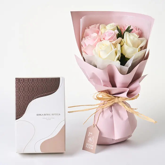 フリル8本ホワイトピンク&リーガロイヤルアーモンドショコラ4個