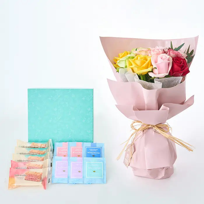 フリル12本カラフル&ミルフイユとウェッジウッドティーバッグセット11個