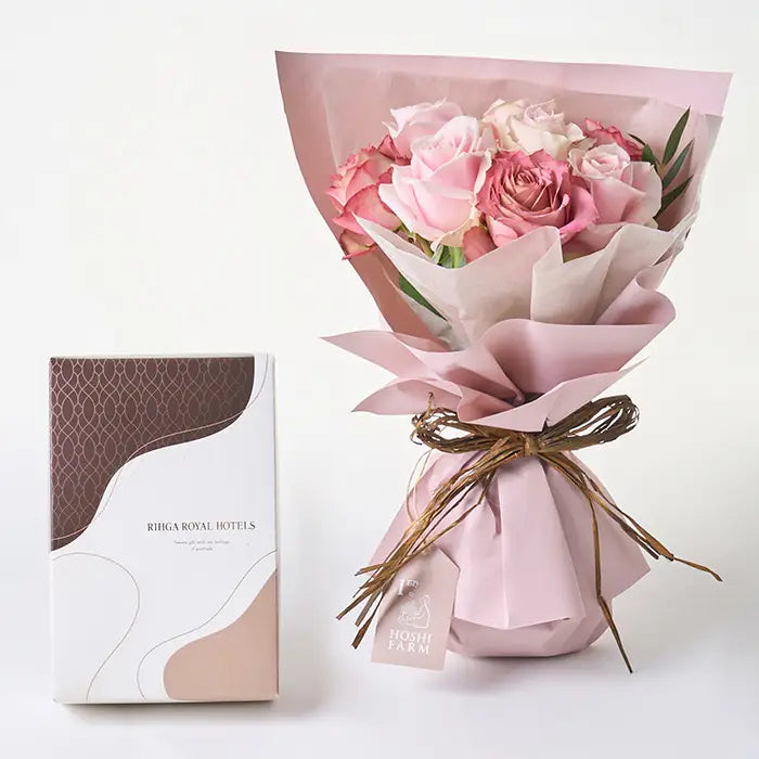 フリル8本ニュアンスピンク&リーガロイヤルアーモンドショコラ4個