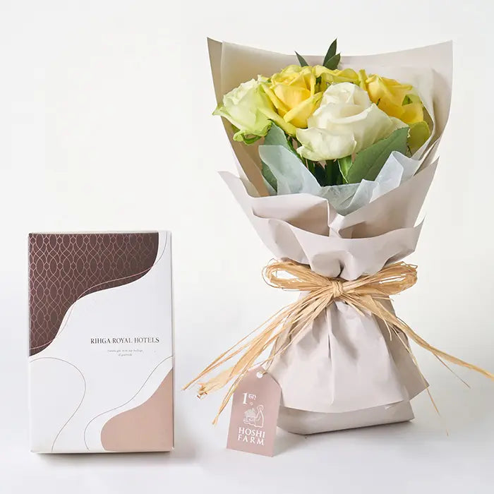 フリル8本ホワイトイエローグリーン&リーガロイヤルアーモンドショコラ4個