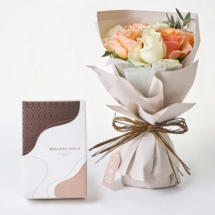 フリル8本ホワイトオレンジ&リーガロイヤルアーモンドショコラ4個