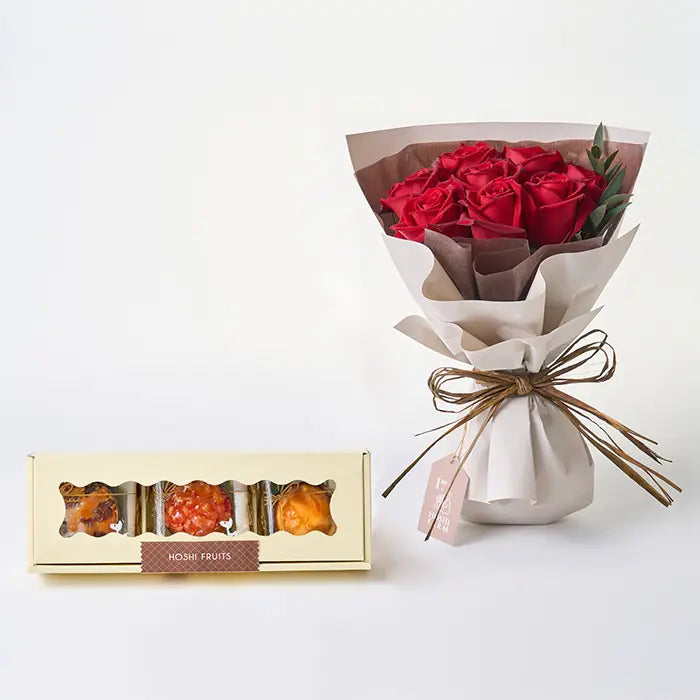 ホシファーム フリルブーケルージュ8本&ホシフルーツ煌めき果実のカップケーキ3個