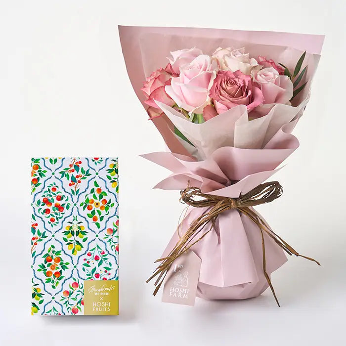 フリルニュアンスピンク8本&7種のフルーツのパウンドケーキ 4個