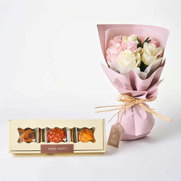 ホシファーム フリルホワイトピンク8本&ホシフルーツ 果実のカップケーキ3個