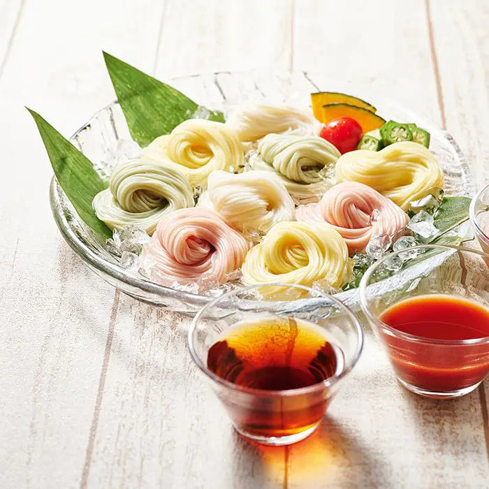 【お中元限定・送料無料】池利 まあるい彩り三輪素麺と2種のつゆ