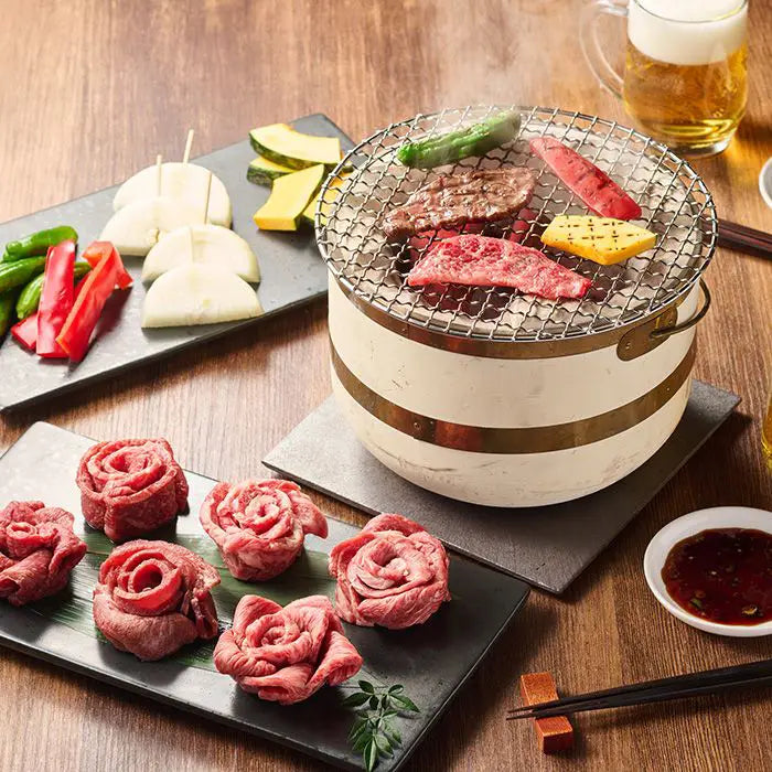【父の日・送料無料】造花付き黒毛和牛5種と牛タンの花盛り焼肉用