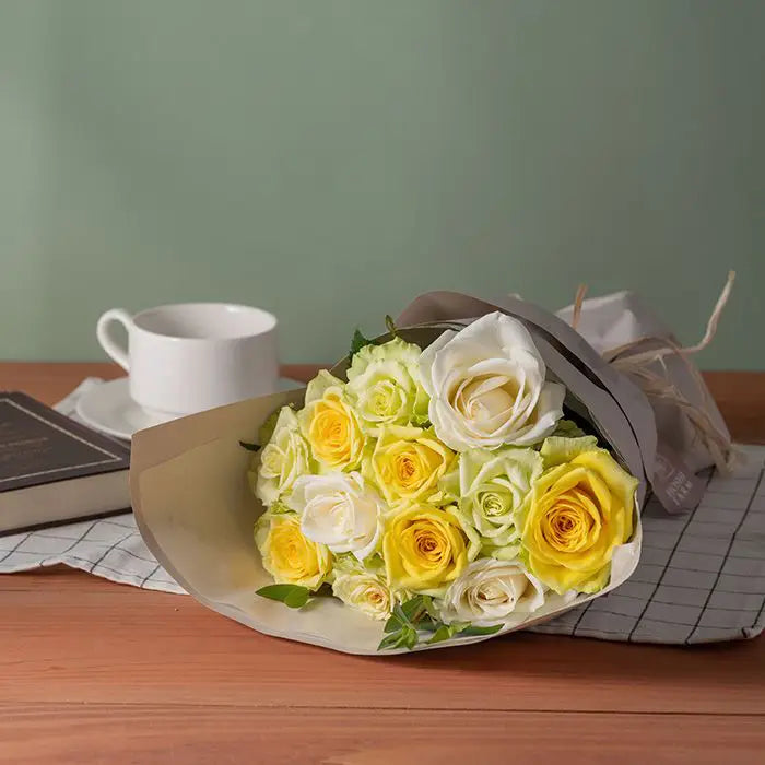 ホシファーム フリルブーケ ホワイトイエロー グリーン12本【産地直送品・送料込み】