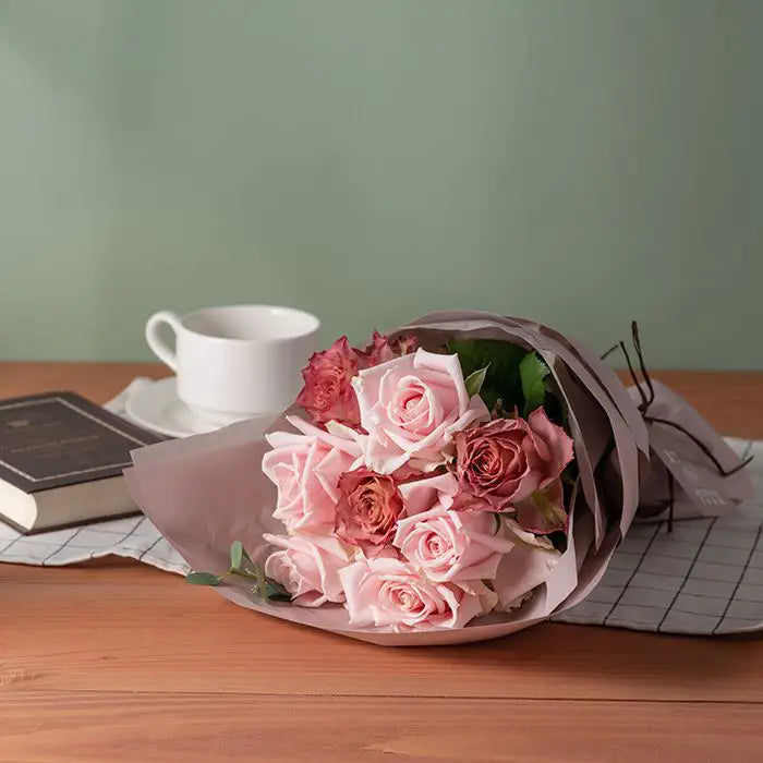 ホシファームフリルブーケ ニュアンスピンク8本&ホシフルーツ 贅沢ブラウニー9個【産地直送品・送料込み】