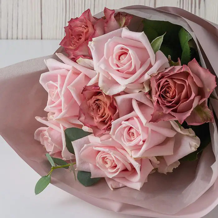 ホシファームフリルブーケ ニュアンスピンク 8本&銀座千疋屋 銀座チョコパウンド【産地直送品・送料込み】