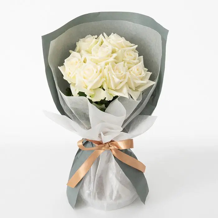 ホシファーム 届いた姿でそのまま飾れるスタンディング薔薇ブーケ ピュア8本【産地直送品・送料込み】