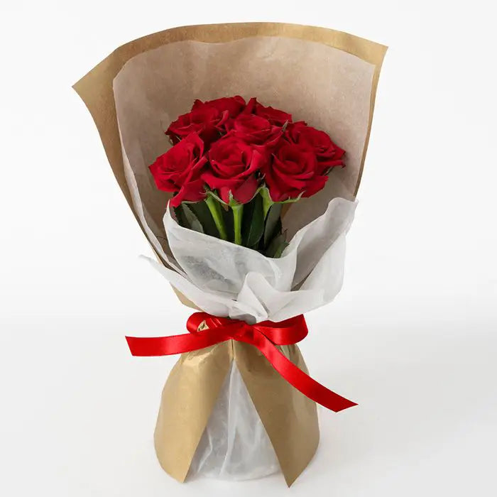 ホシファーム 届いた姿でそのまま飾れるスタンディング薔薇ブーケ ルージュ8本【産地直送品・送料込み】