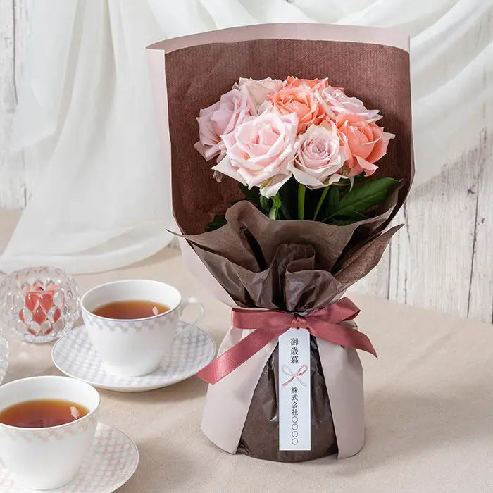 ホシファーム 届いた姿でそのまま飾れるスタンディング薔薇ブーケ スイート8本【産地直送品・送料込み】