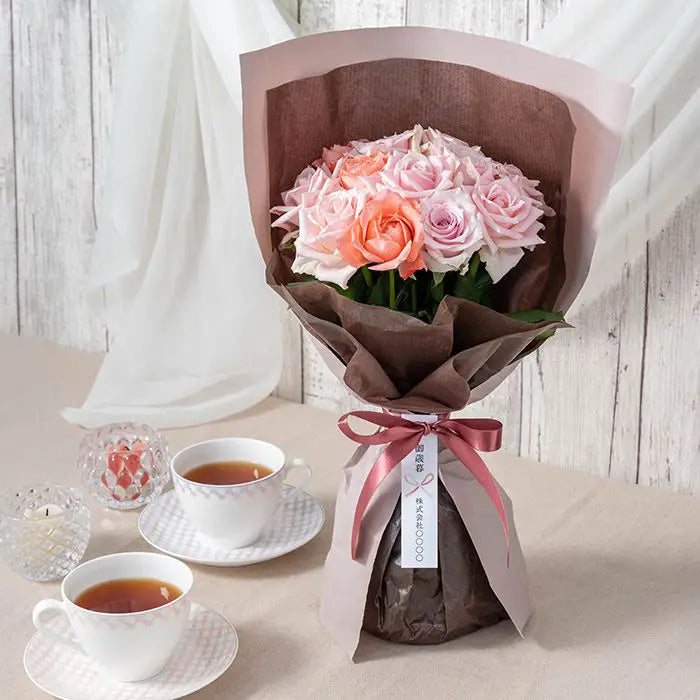 ホシファーム 届いた姿でそのまま飾れるスタンディング薔薇ブーケ スイート12本【産地直送品・送料込み】