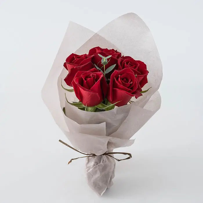 ホシファーム プチギフトシリーズ 摘みたて薔薇のブーケ ルージュ5本【産地直送品・送料込み】