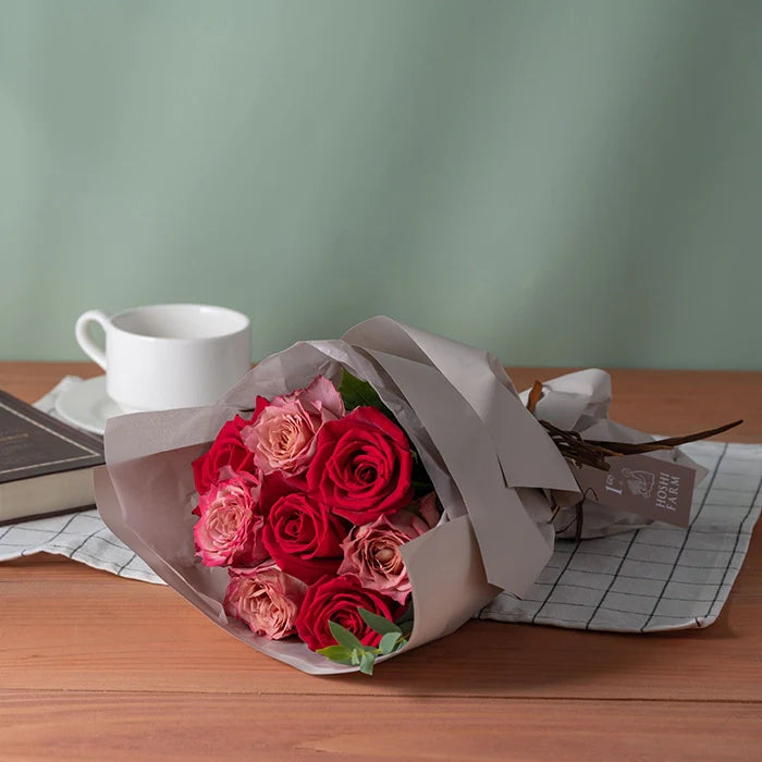 ホシファーム フリルブーケニュアンスレッド8本&ホシフルーツ 贅沢ブラウニー6個