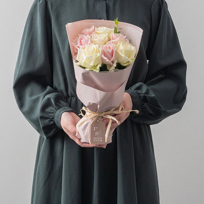 ホシファーム フリルブーケ ホワイトピンク 8本& アニマルドーナツ2個入