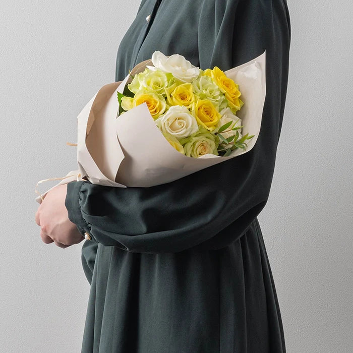 ホシファーム フリルブーケ ホワイトイエロー グリーン12本