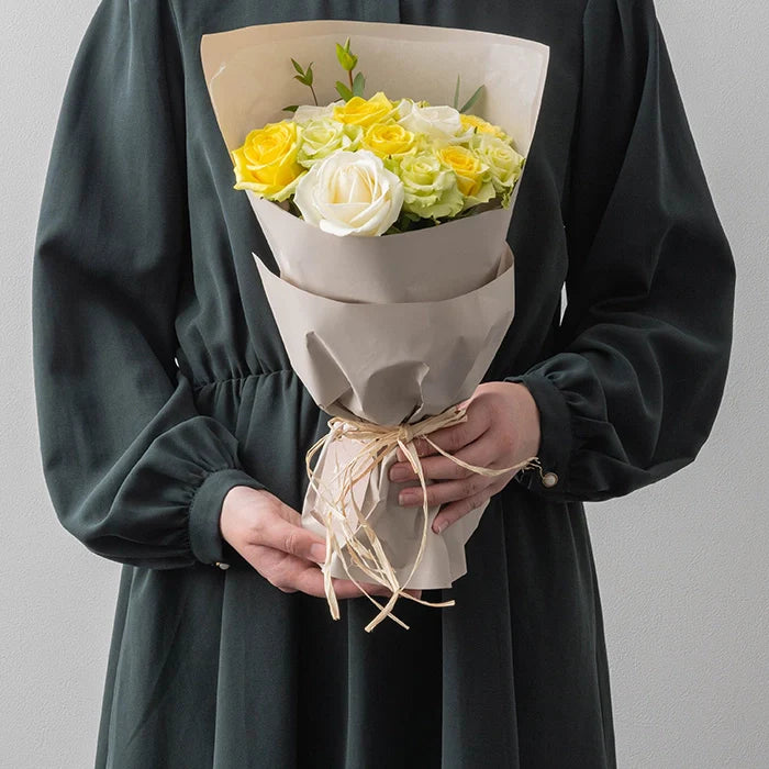 ホシファーム フリルブーケ ホワイトイエロー グリーン12本