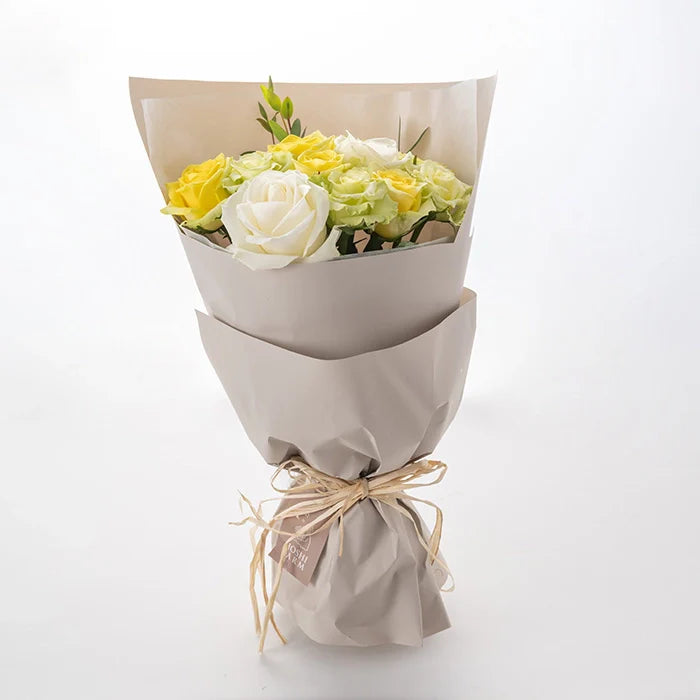 ホシファーム フリルブーケ ホワイトイエロー グリーン12本