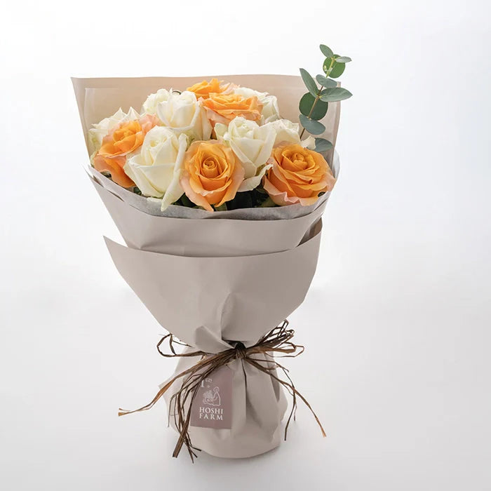 ホシファーム フリルブーケ ホワイトオレンジ 12本