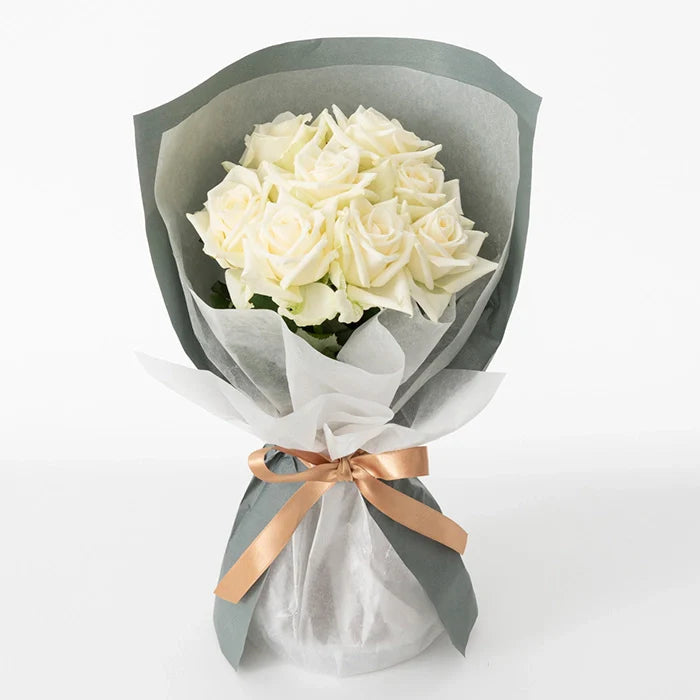 ホシファーム 届いた姿でそのまま飾れるスタンディング薔薇ブーケ ピュア8本