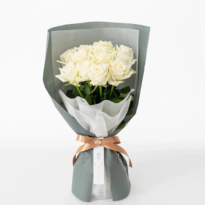 ホシファーム 届いた姿でそのまま飾れるスタンディング薔薇ブーケ ピュア12本