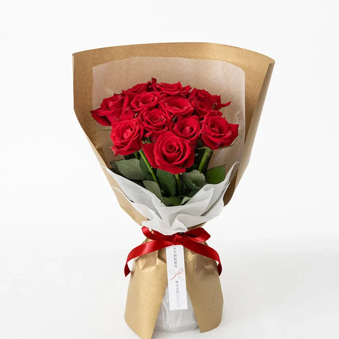 ホシファーム 届いた姿でそのまま飾れるスタンディング薔薇ブーケ ルージュ12本