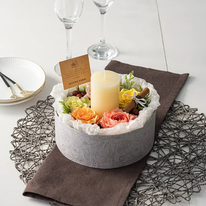 ホシファーム 『薔薇のケーキでお祝いギフト』カラフル キャンドル付