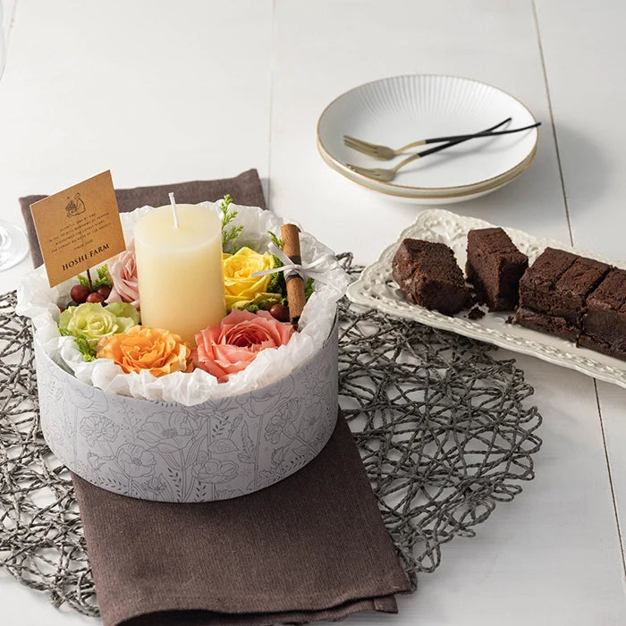 ホシファーム 『薔薇のケーキでお祝いギフト』カラフル&オークラ ショコラケーキ