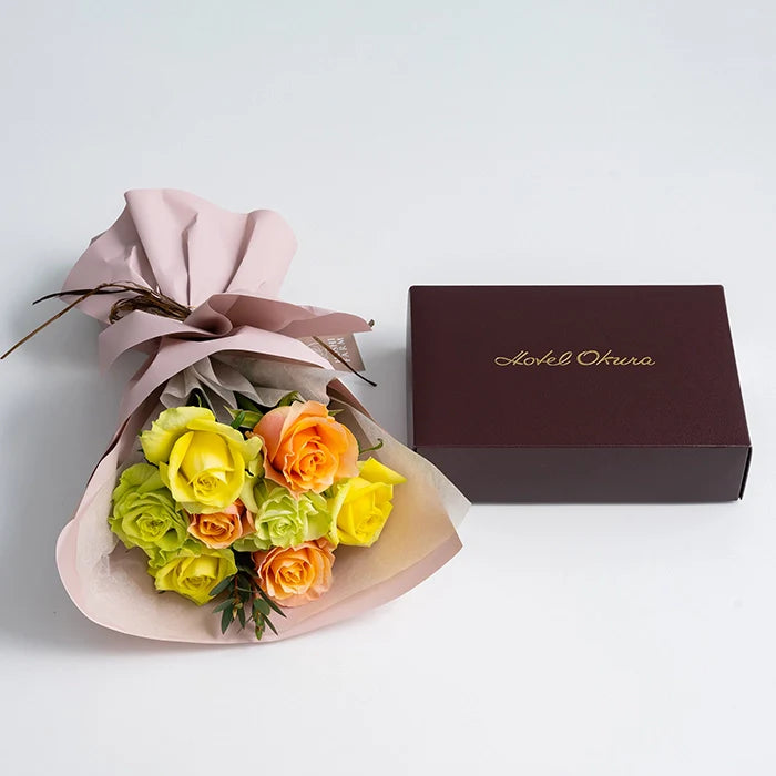 ホシファームフリルブーケパッション8本&ホテルオークラスイーツアソート5個