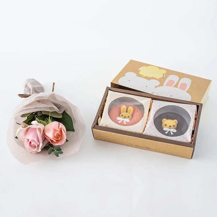 ホシファーム 薔薇のミニブーケ スイート2本&アニマルドーナツ2個