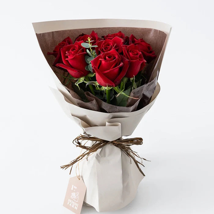 ホシファームフリルブーケルージュ8本&ホテルオークラスイーツアソート5個