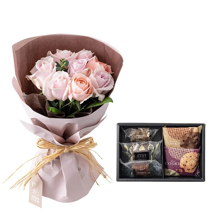 ホシファームフリルブーケスイート8本&ホテルオークラスイーツアソート5個