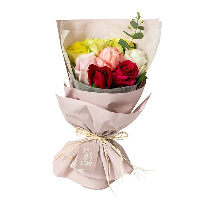 ホシファームフリルブーケカラフル8本&ホテルオークラスイーツアソート5個