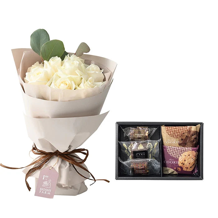 ホシファームフリルブーケピュア8本&ホテルオークラスイーツアソート5個