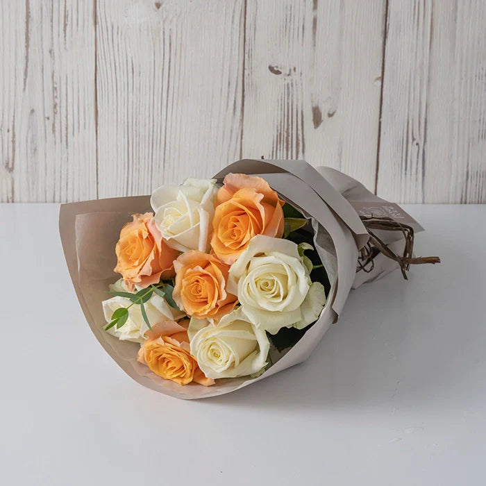 ホシファーム フリルブーケ ホワイトオレンジ 8本&フィナンシェ・ティー7個