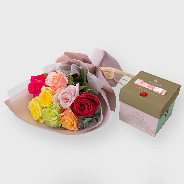 フリルブーケ8本カラフル&ニナスシークレットガーデンティータイム6個