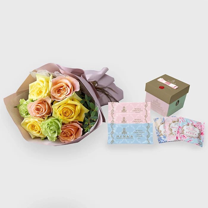 フリルブーケ8本パッション&ニナスシークレットガーデンティータイム6個