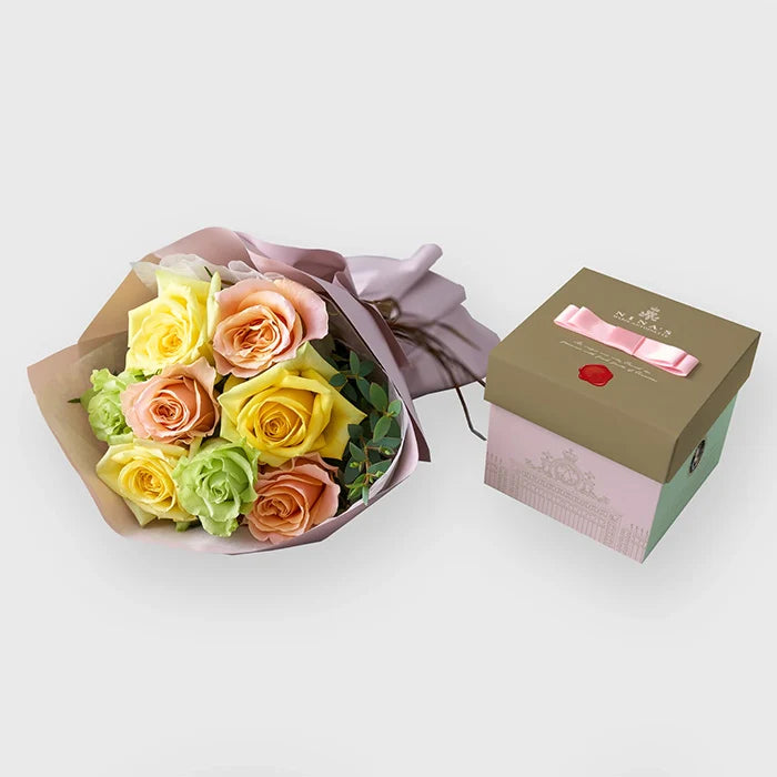 フリルブーケ8本パッション&ニナスシークレットガーデンティータイム6個