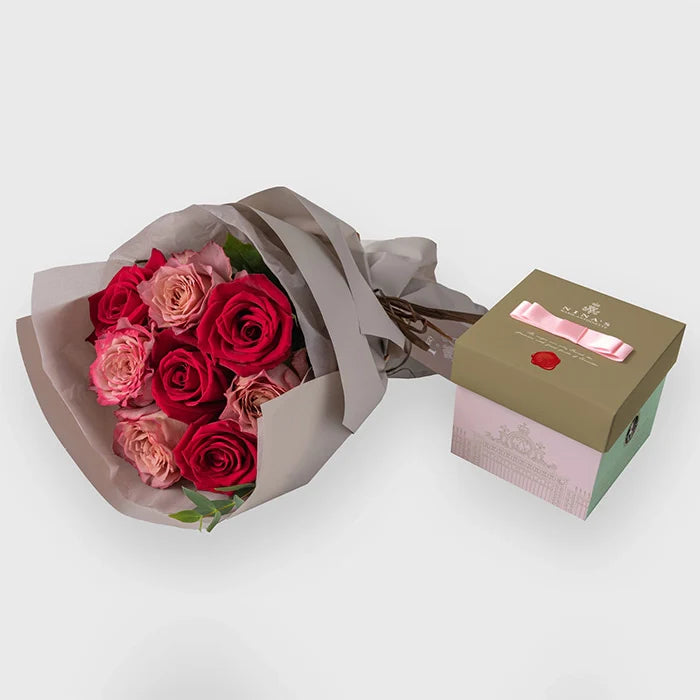 フリルブーケ8本ニュアンスレッド&ニナスシークレットガーデンティータイム6個