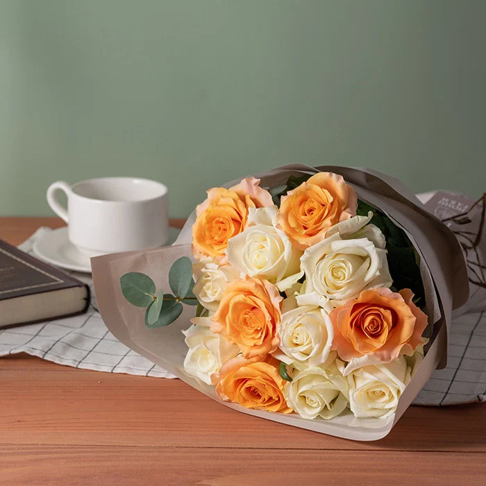 フリル12本ホワイトオレンジ&4種の焼き菓子とRCDC コーヒーセット7個