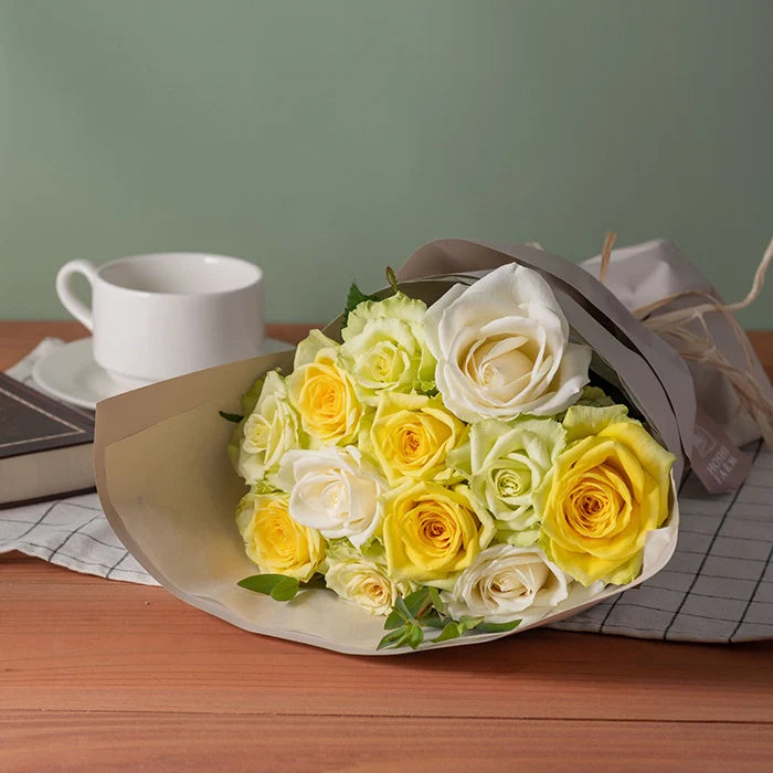 フリル12本ホワイトイエローグリーン&ミルフイユとウェッジウッドティーバッグセッ