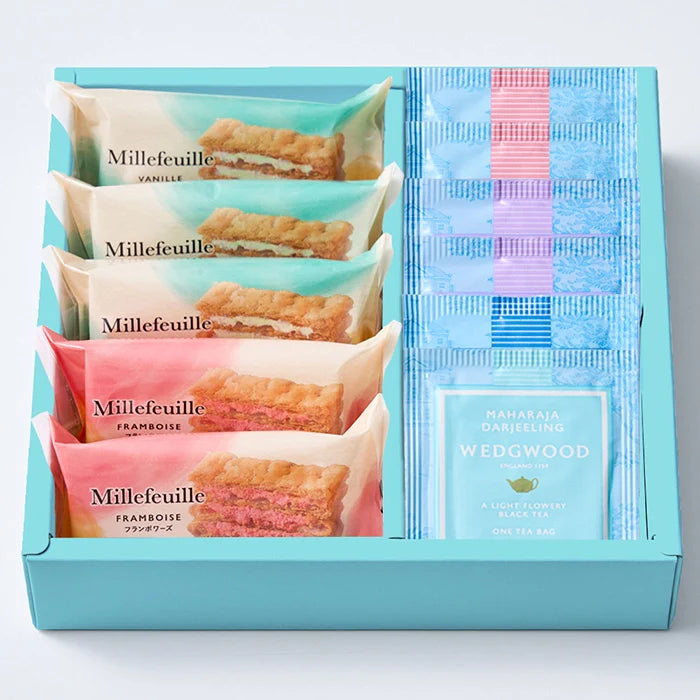 フリル12本ホワイトイエローグリーン&ミルフイユとウェッジウッドティーバッグセッ