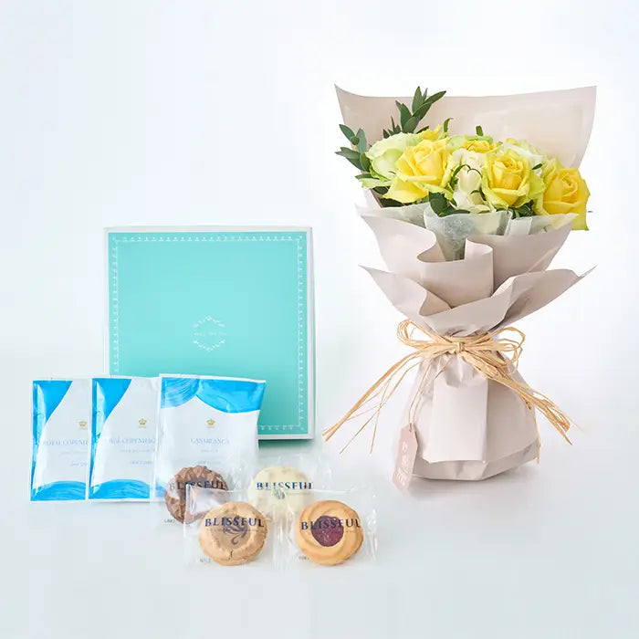 フリル１２本白黄緑＆４種の焼き菓子とＲＣＤＣ　ドリップコーヒーセット７個