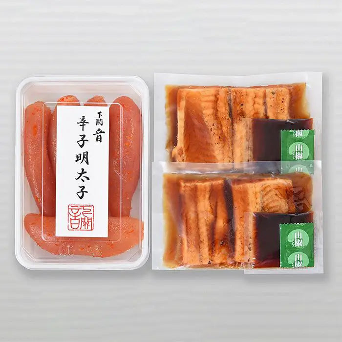 【お中元限定・送料無料】「下関　音」無着色辛子明太子と煮あなご炙り丼の具