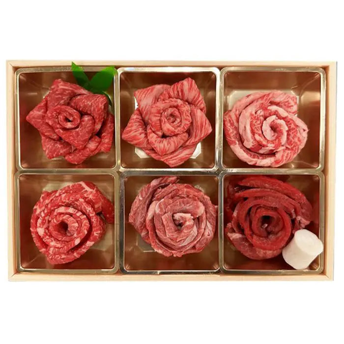 【父の日・送料無料】造花付き黒毛和牛５種と牛タンの花盛り焼肉用