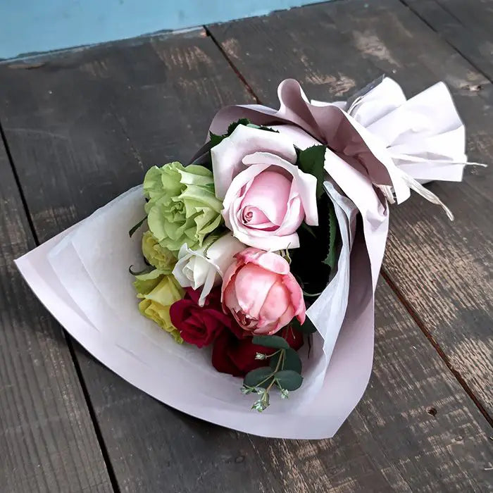 ホシファーム　フリルブーケ　カラフル８本＆銀座千疋屋　銀座チョコパウンドケーキ【産地直送品・送料込み】