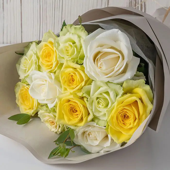 ホシファーム　フリルブーケ　ホワイトイエロー　グリーン１２本【産地直送品・送料込み】