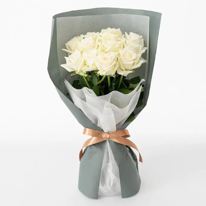 ホシファーム　届いた姿でそのまま飾れるスタンディング薔薇ブーケ　ピュア１２本【産地直送品・送料込み】